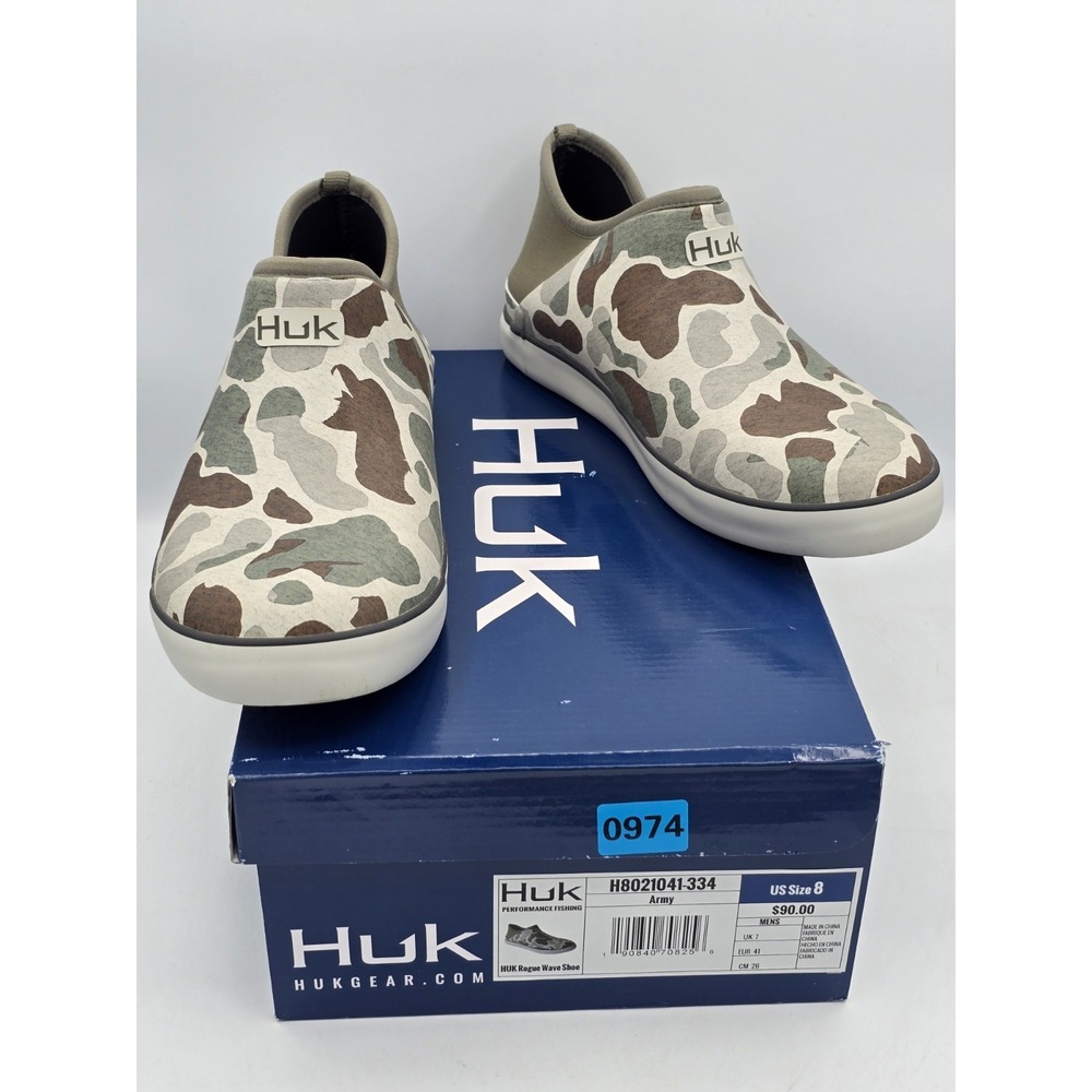 Huk Rogue Wave Shoe Low - Mens - Army Print Waterproof Shoes Fishing Sz 8 M